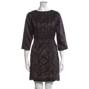 3x HP 🎉 Maje Bateau Satin Formal Wedding Party Black Luxury Mini Dress